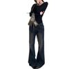 American Spicy Girl Low-Rise Retro Bell Bottom Slimming Jeans