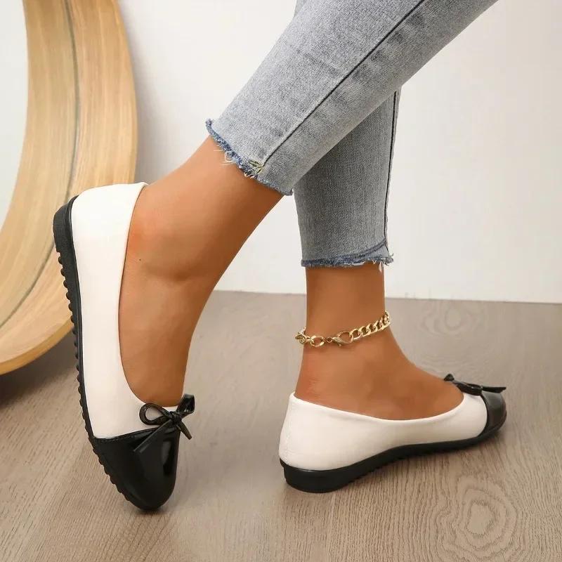 Bow Design Women Flats Spring Women Shoes Shallow Mouth Loafers Designer Oxford Shoes New Fashion Casual Ballet Soft Sole Shoes