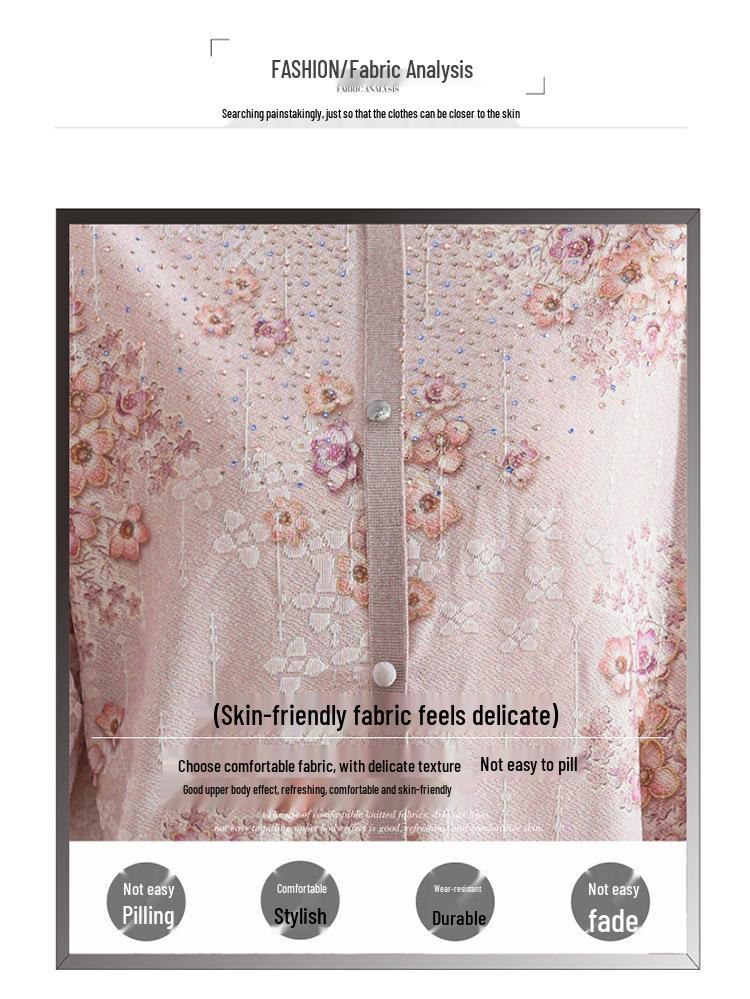 Elegant Seven-Sleeved Spring Knitted Top, Ice Silk Sweat-Absorbing T-Shirt for Middle-Aged and Elderly Women
