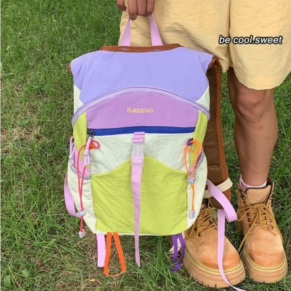 Zaino da Viaggio Multicolore Zainetto da Giorno in Nylon Zaino Portatile da Esterno Donna