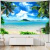 Beautiful Sea Scenery Tapestry Sea Vintage Beach Seascape Palm Tree Tapestry Wall Hanging Tapestries Boho Bedroom Wall Rug Premium Quality