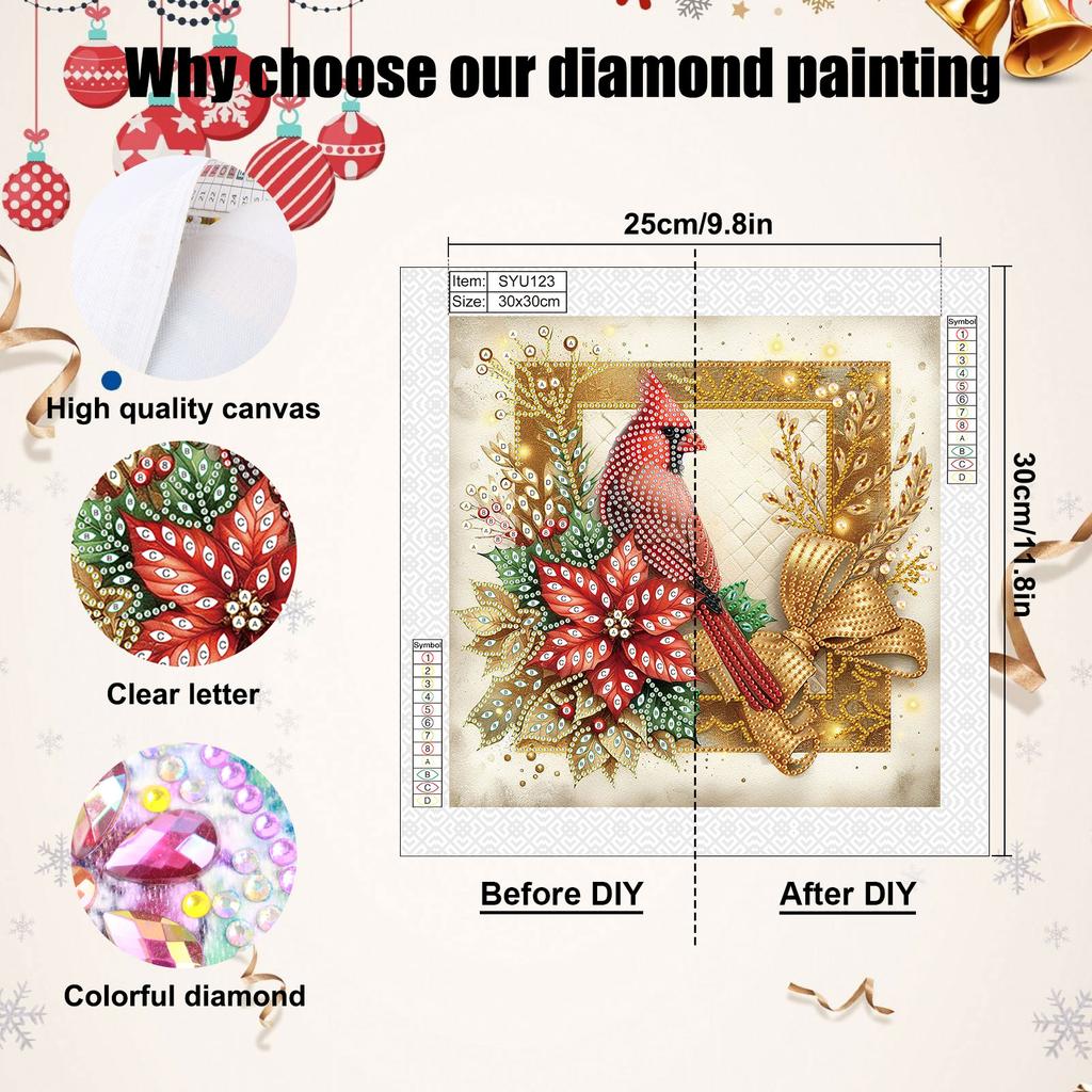 Xmas 5D DIY Diamond Art Painting Kits for Home Office Wall Decor DIY Gem Art Diamond Painting Kits Diamond Dots Gem Art 30x30cm