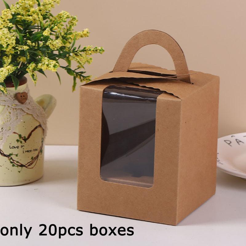 

WTEMPO День рождения Свадьба Прозрачные окна Белые подарочные коробки с ручкой Подходит для цветов Маленькие куклы Подарки Универсальные подарки Упаковочные коробки Дисплей 20pcs хаки