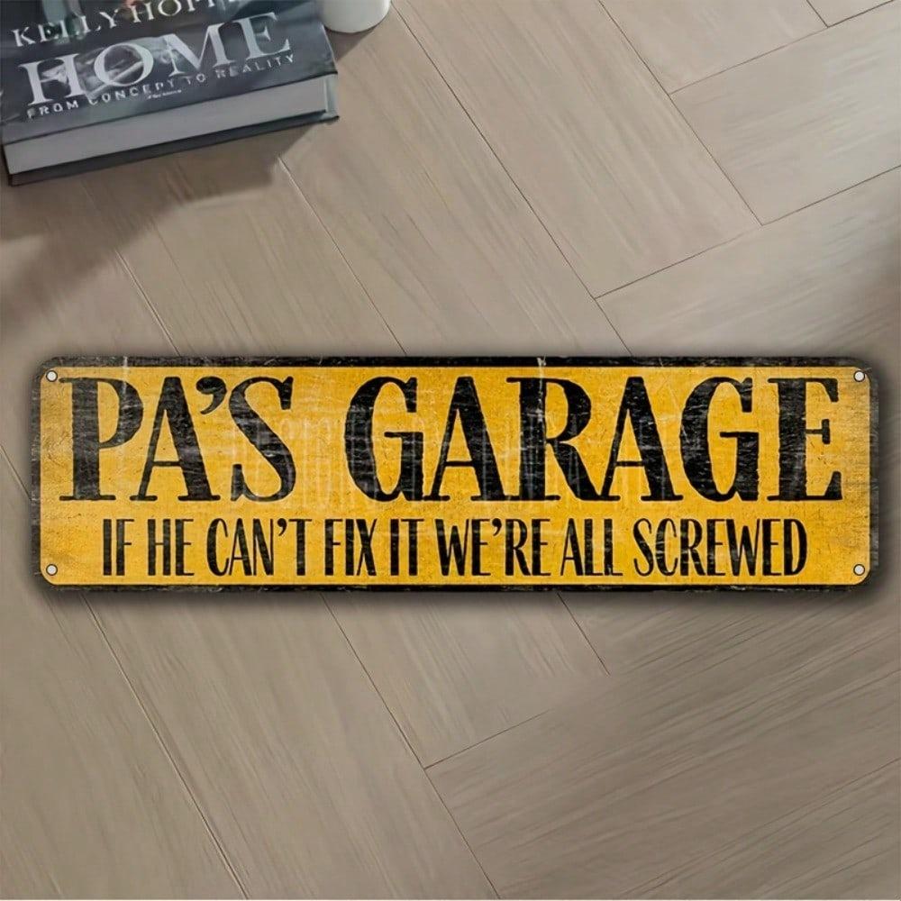 1pc PA's Garage Retro Metal Wall Sign, Vintage Waterproof Iron Plaque for Home Bar Man Cave Garage Decor, Father's Day Gift