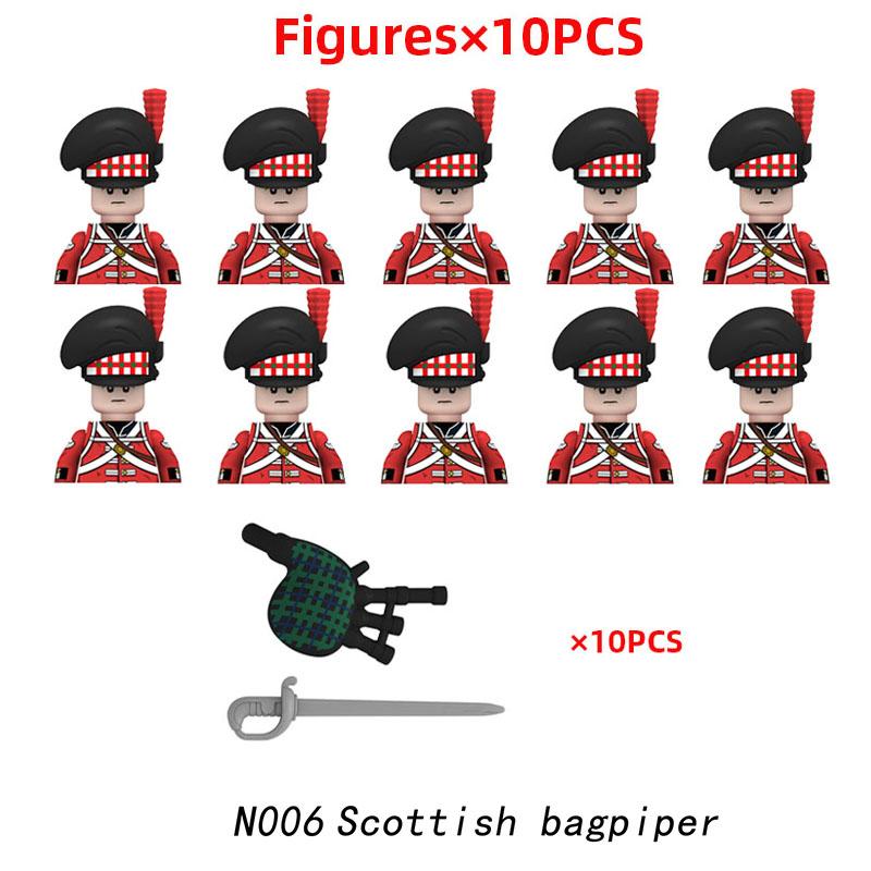 10 stücke Napoleonischen Kriege Militär Soldaten Bausteine WW2 Mini Figuren Französisch Britischen Fusilier Gewehre Waffen Spielzeug Für Kinder