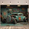 Vintage Garage Car Leisure Car Enthusiast Themed Banner Background, Children's Birthday Party Decoration Photography Background