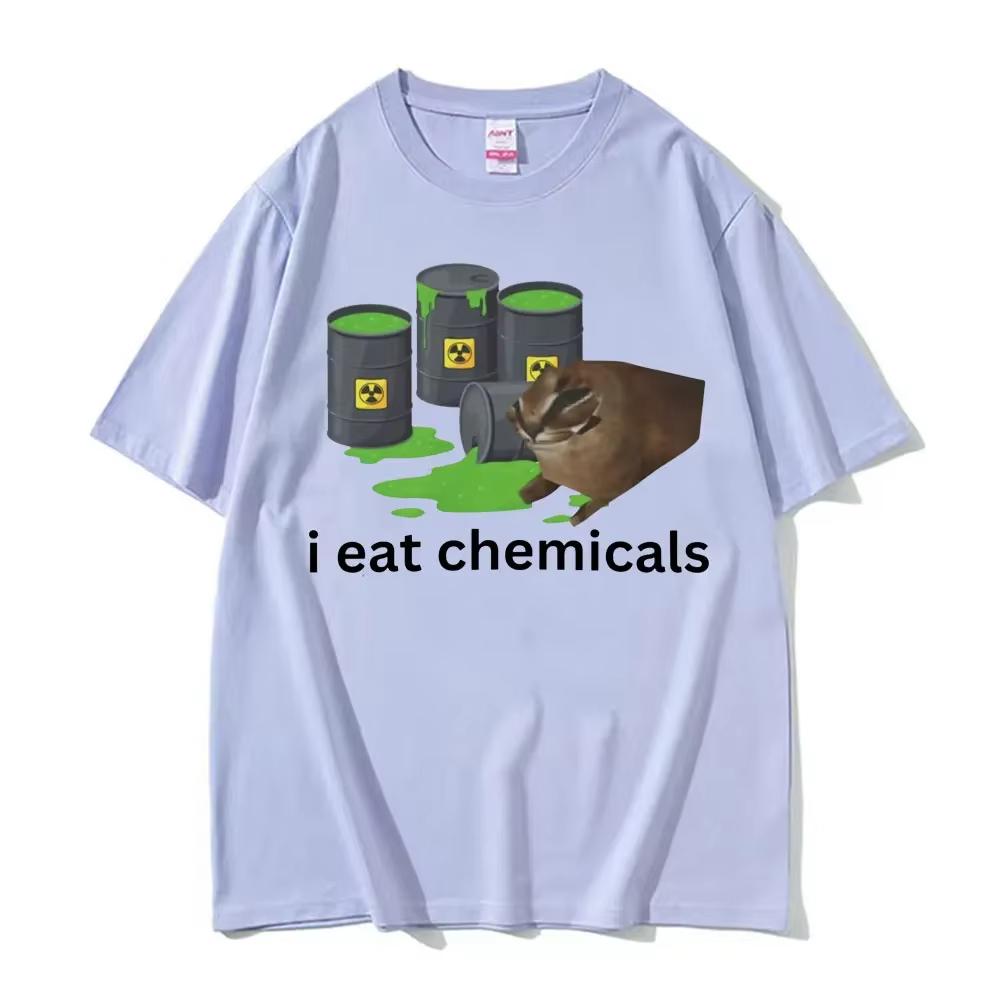 

Смешная футболка с мемом про проклятого кота Я ем химикаты , винтажный юмор, оверсайз, свободного кроя, мужская, женская, высококачественная хлопковая футболка 4XL