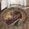 Red Train 3D Printed Rug Holiday Tunnel Rug Festive Railway Mat, Living Room Cozy Winter Home Rug Indoor Holidays Carpet