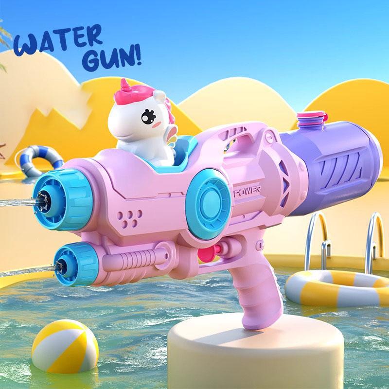 Summer Single Double Nozzle Water Gun, Large Capacity Cartoon Unicorn Duck Water Gun, Outdoor Beach Water Play Toy