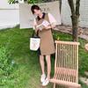 2024 Khaki Polo Dress: Small Size, Contrast Stitching, Summer Style, Loose Fit