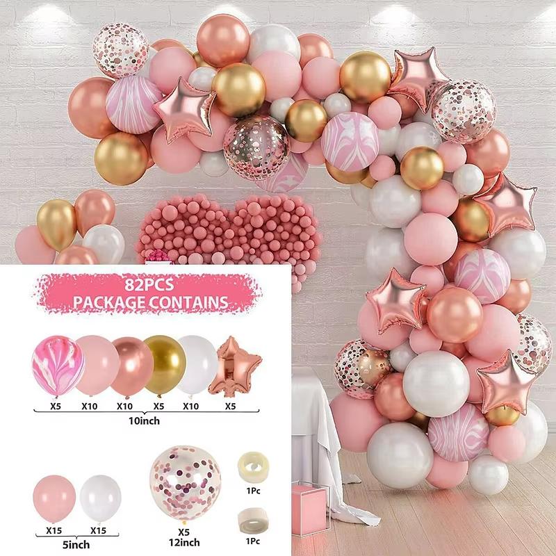 Retro Pink Pastel Macaron Balloons Garland Arch Kit Wedding Birthday Party Decoration Girls Baby Shower Rose Gold Ballon Chain