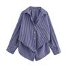 ZA Autumn New Women's Clothing ZR Fashion Wind Export Fashion Stripes Lapel Long Sleeves Shirt 2020458