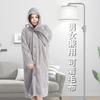 Oseamaid Hooded Microfiber Wearable Blanket, 120cm Long, Washable, with Pocket, Fluffy, Warm, Lightweight, Washable, Roomwear Blanket, Unisex (Gray)