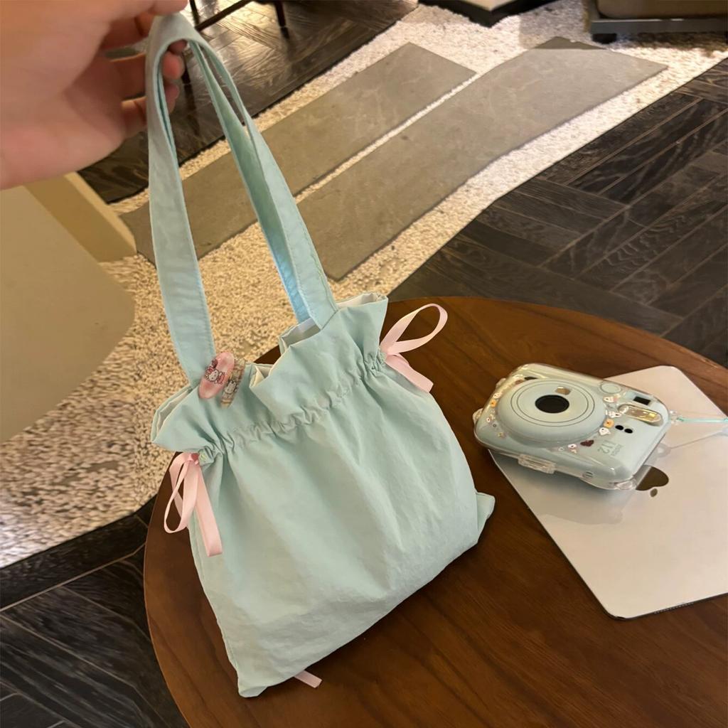 Canvas Bag Tote Bag Bundle Mouth Drawstring Canvas Bag Female Student Environmental Protection Bag Bleaching Paint Bag