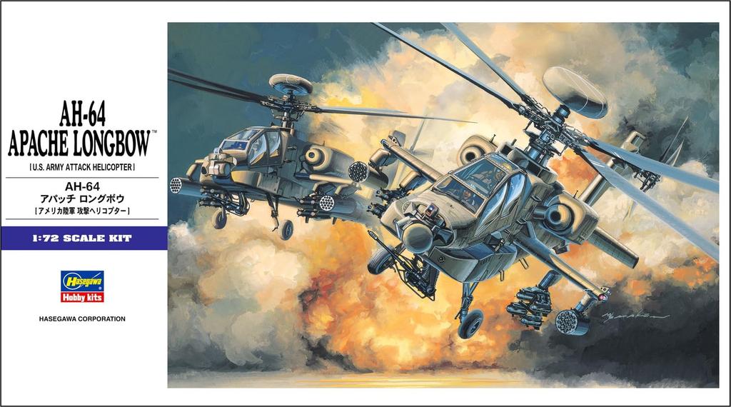 Hasegawa US Army Longbow Apache Plastic Model Kit E6 1/72 AH-64