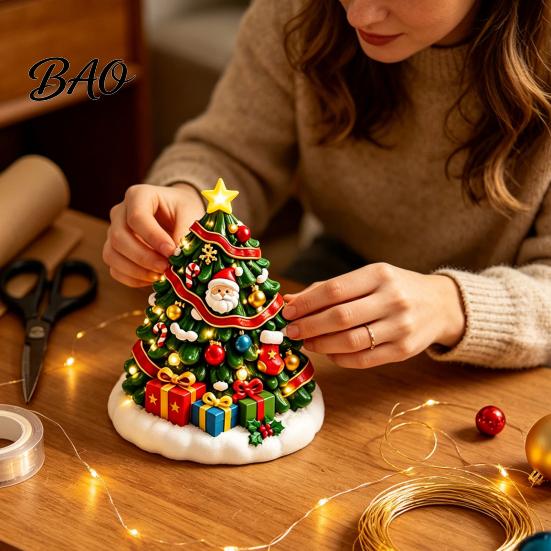 Painting Kits for Holiday Fun DIY Christmas Plaster Kit, Cute Xmas Tree House Santa Snowman Decorative Ornaments Figurine Craft Set, Art Kids, Adults