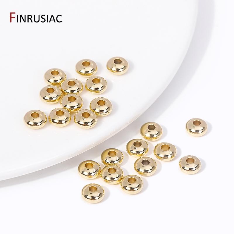 

30PCS 4/5/6mm 14K Real Gold Plated Brass Saucer Beads For Jewelry Making High Quality Spacer Beads For Needlework Material 4mm-30pcs