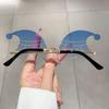Luxury Designer Santa Claus Sunglasses Vintage Fashion Rimless Party Shades For Women Men Christmas Cute Sun Glasses
