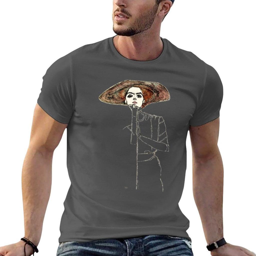 Egon Schiele Portrait of a Women Retro Portrait of a Girl TShirt Casual Trendy Streetwear Tee Shirt