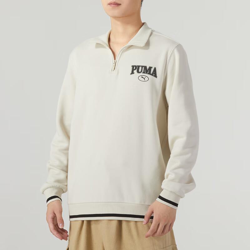 Puma Logo Print Stand Collar Long Sleeve Sweatshirt Men sweatshirt White 681527-87