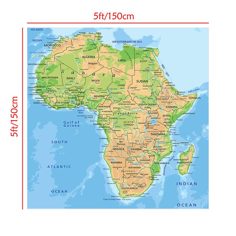 Francuskie Tło Mapy-Kontynent Afrykański-Mapa Topograficzna Kraju,Dekoracja Ścienna,Narzędzie Geograficzne,Narzędzia Turystyczne