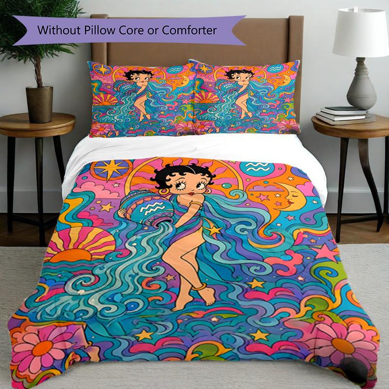 3pcs Duvet Cover Set (1*Duvet Cover + 2*Pillowcase, Without Core),doll Print Bedding Set, Bedroom Decor, All‑Season, Birthday Gift