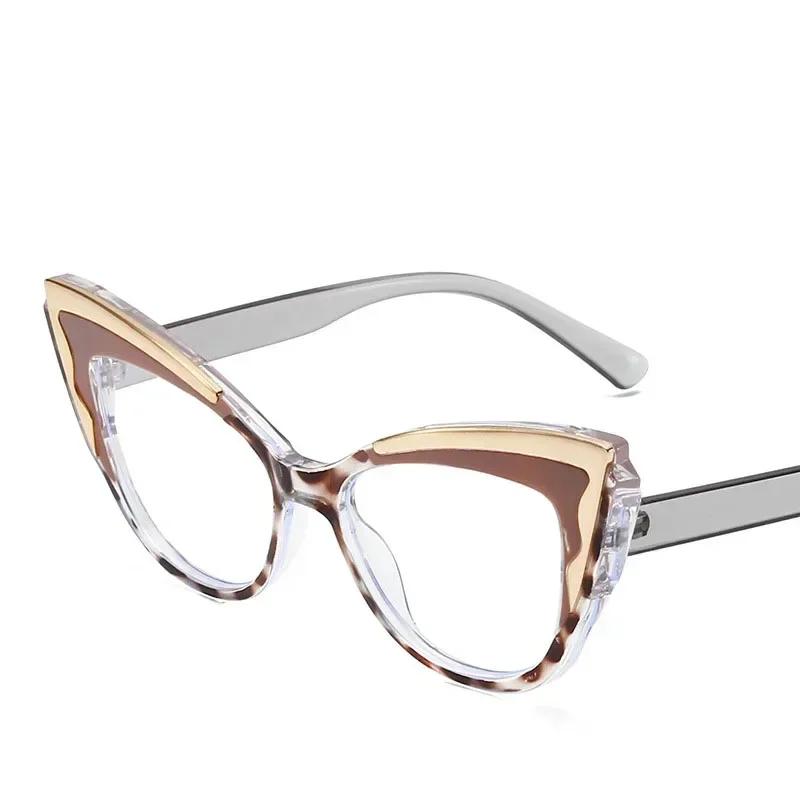 

Neutral New Oversized Frame Color Collision Cat Eye Ordinary Glasses Ladies Retro Anti-blue Light High-definition Flat Glasses