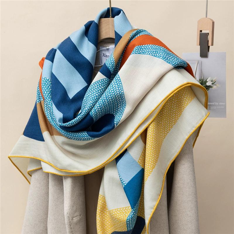 130*130cm 30% Silk +70% Wool Scarf Retro Vintage Luxurious Soft Shawl Large Warm Winter Wrap for Women