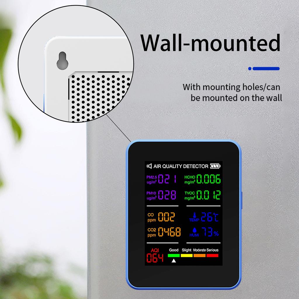 Luftqualitätsmonitor 10IN1 Innenraumtemperatur- und Luftfeuchtigkeitsdetektor Multifunktionstester Sensortechnologie CO2 CO