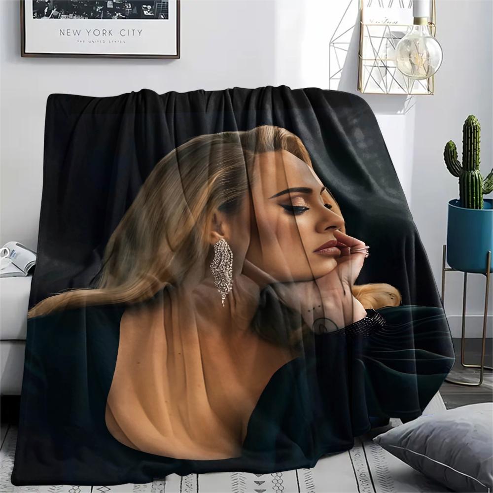 1PC Adele Print Flannel Blanket, High quality All Seasons, Home Decor, Warmth and Comfort, Perfect for Christmas Gifts