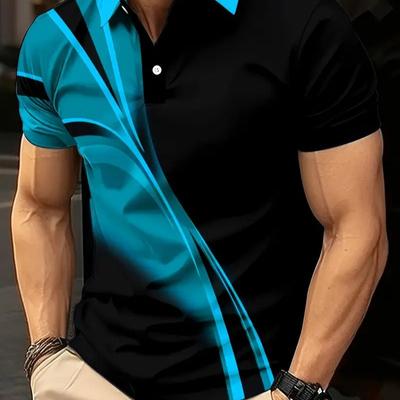 Neues Herren Kurzarm Button-Up Kragen 3D Digital bedrucktes Freizeit-Top POLO-Shirt
