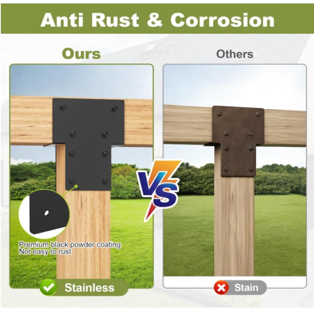 Kraftig galvaniserad stålpergolaanslutningsfäste Kit För trästolpar Upphöjt trästativ T-fästen Pergolafästen