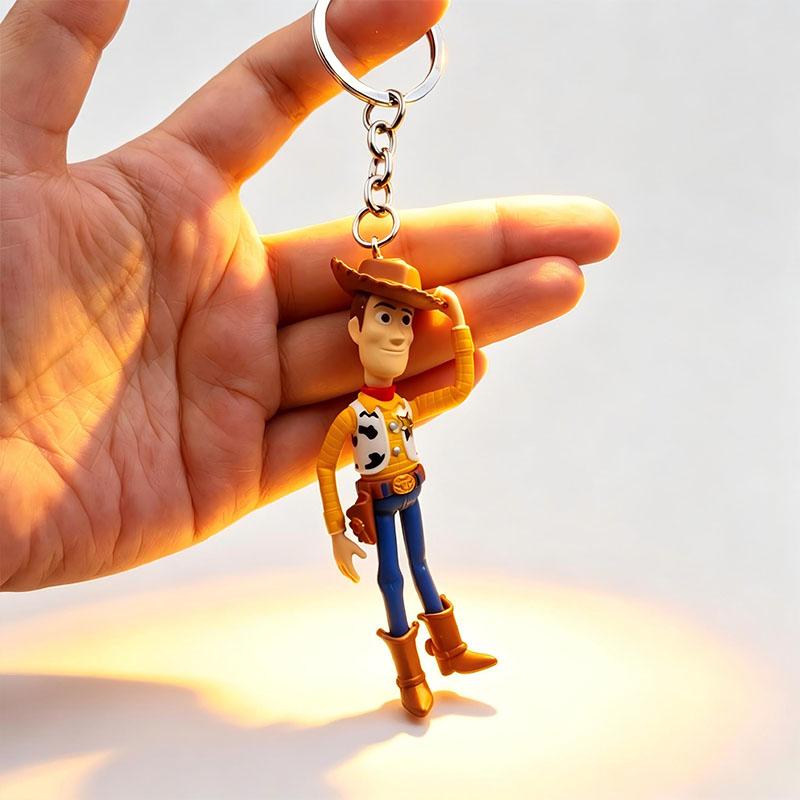 Keychain Set Buzz Lightyear Woody Rex Forky Mr Potato Head PVC Pendant Bell Key Chain For Bag Accessories Gift For Fan