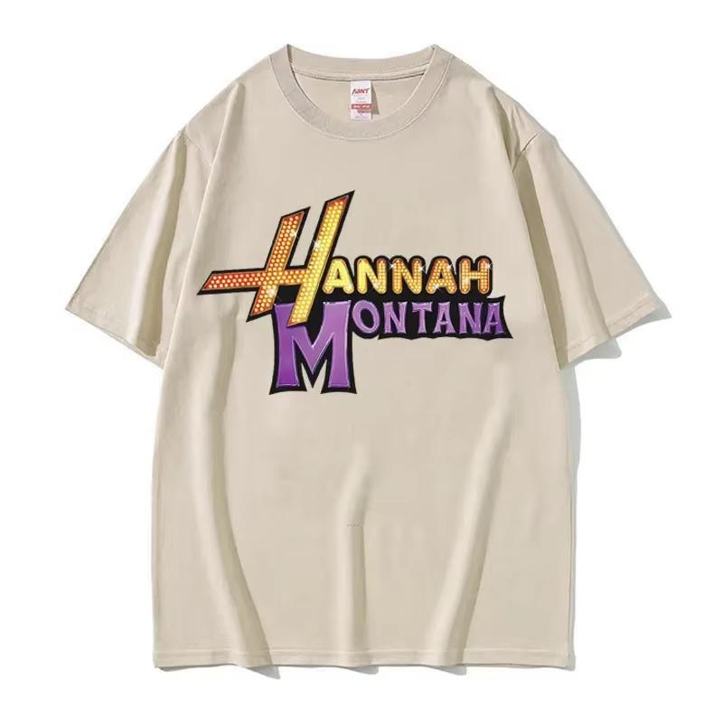 Y2K T-Shirt Streetwear Sommer Hannah Montana Logo T-Shirt Unisex Damen Lässig Kurzarm T-Shirt Unisex Mode Ästhetik Trend