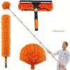 3-In-1 Telescopic Dusting Brush Set 3 To 4.27 Meter Extendable Pole Multifunctional Cleaning Kit for Ceilings Wall Outdoor Areas