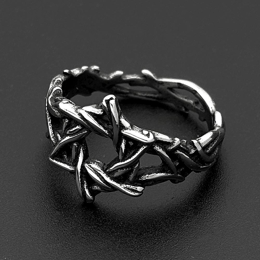 Thorn Branch Hexagram Amulet Ring for Men Women Stainless Steel Silver Color Je Star of David Israel Finger Rings Jewelry