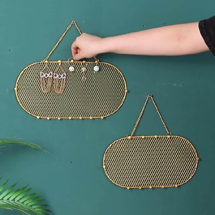 Hanging Earring Holder Wall Mounted Jewelry Organizer Earring Holder Grid Shape Display Earring Organizer