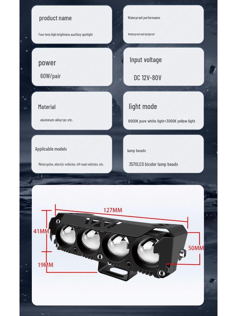High-Intensity LED Motorcycle & E-Bike Laser Paving Headlight