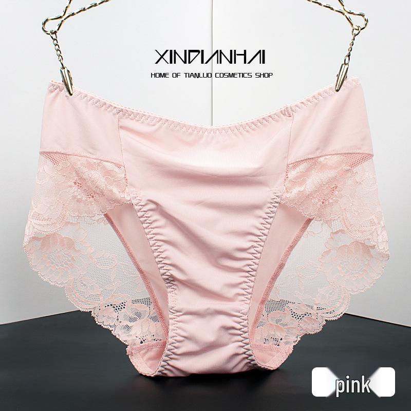 Plus Size Seamless Silk Mid-Waist Lace Panties for Curvy Women