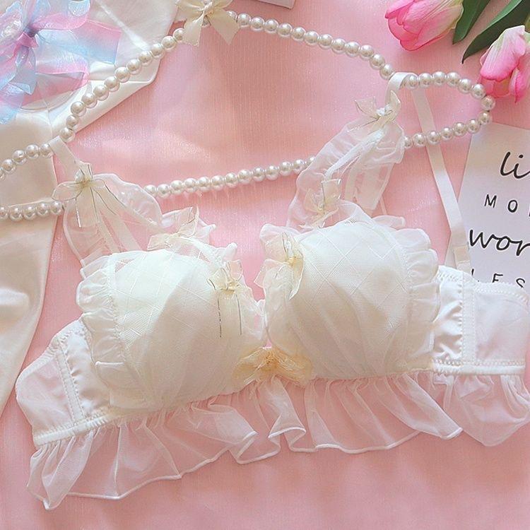 New Japanese Girl Bra Fairy Gas White Pure Wind Sweet Cute Small Breasts Gather Sexy Lace Upper Support Underwear