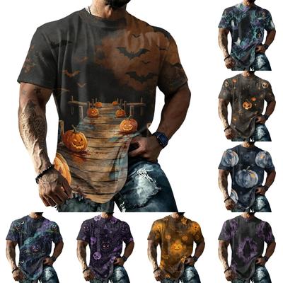 Men's Halloween Print Short Sleeve T Shirt Loose Fit Casual Summer Daily Top Comfortable Lightweight Fabric Breathable Design
