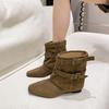 Autumn new American Spice Girl rivet inner height increase pointed trousers short boots women's western cowboy boots Martin boots