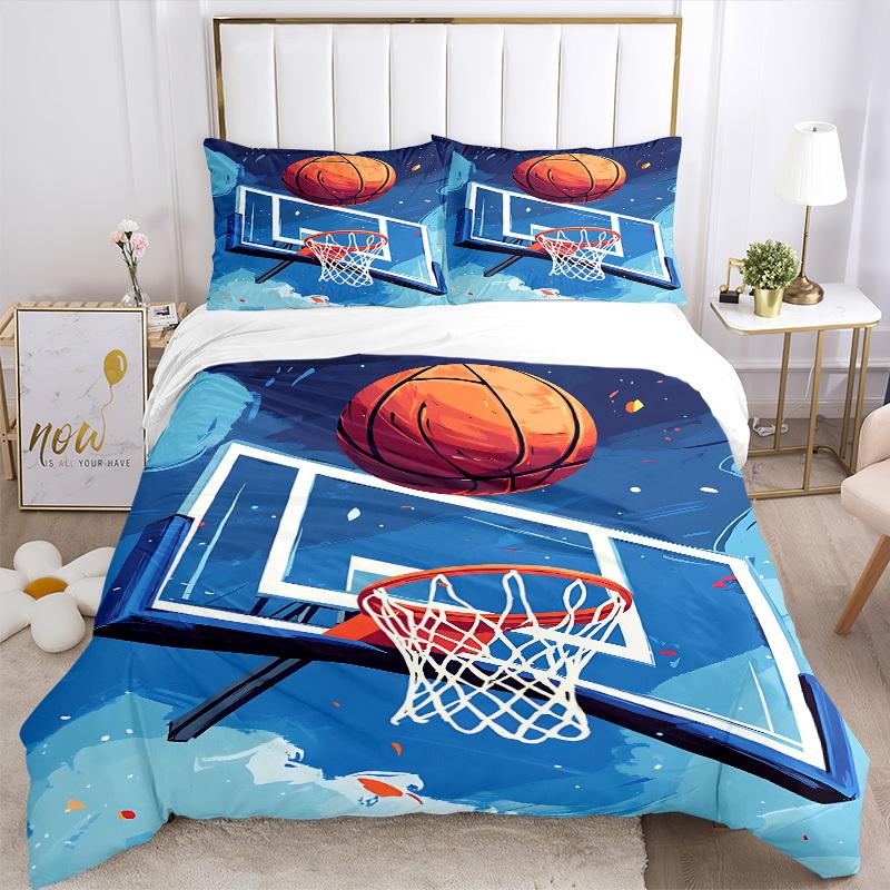 3pcs Basketball Hoop Bedding Set, Includes Without Pillow Inserts, Soft Comfortable Bedding Set,All-Season Use a0924018