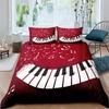 Vzor klavíru Povlak na přikrývku Klasická hudba Tematická 2/3dílná ložní souprava Hudební vzor Geometrický pruh Královský povlak na přikrývku