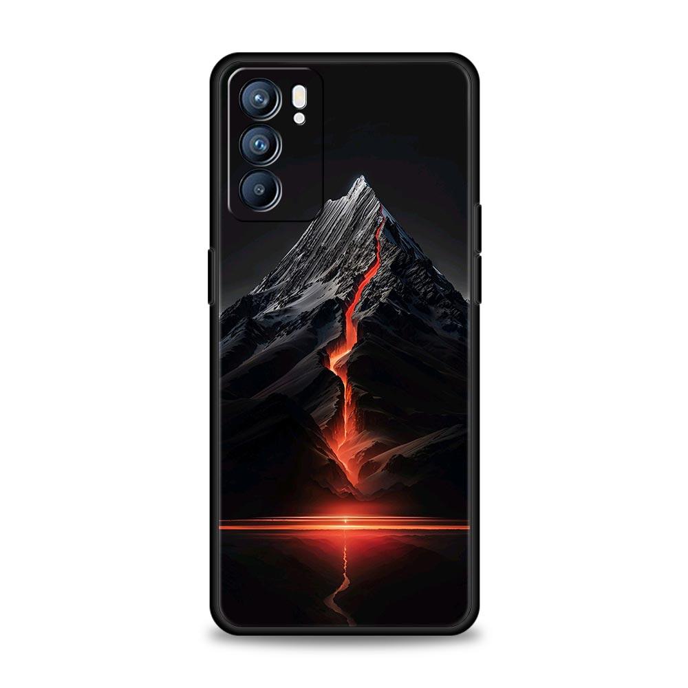 Black Mountain Peak Phone Case For Oppo A17 A31 A54 A57 A78 A79 A98 Find X5 X6 Reno 6 7 8 10 11 12 13 F Pro 5G Soft TPU Cover
