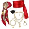 Vintage Pirate Accessory Bundle Headscarf Belt Necklace Bracelet Cosplay Costume Halloween Prop