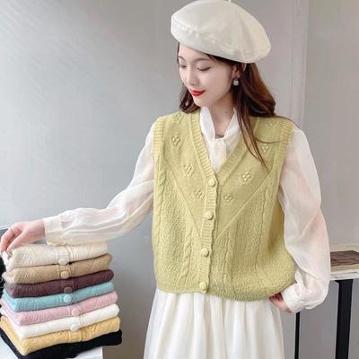 Γυναικείο Αμάνικο Καρτιγκάν Φθινοπώρου και Χειμώνα Μοντέρνο V-Neck με Πλεκτή Πλέξη Κοντό Πλεκτό Γιλέκο Ευέλικτο Πλεκτό Γιλέκο