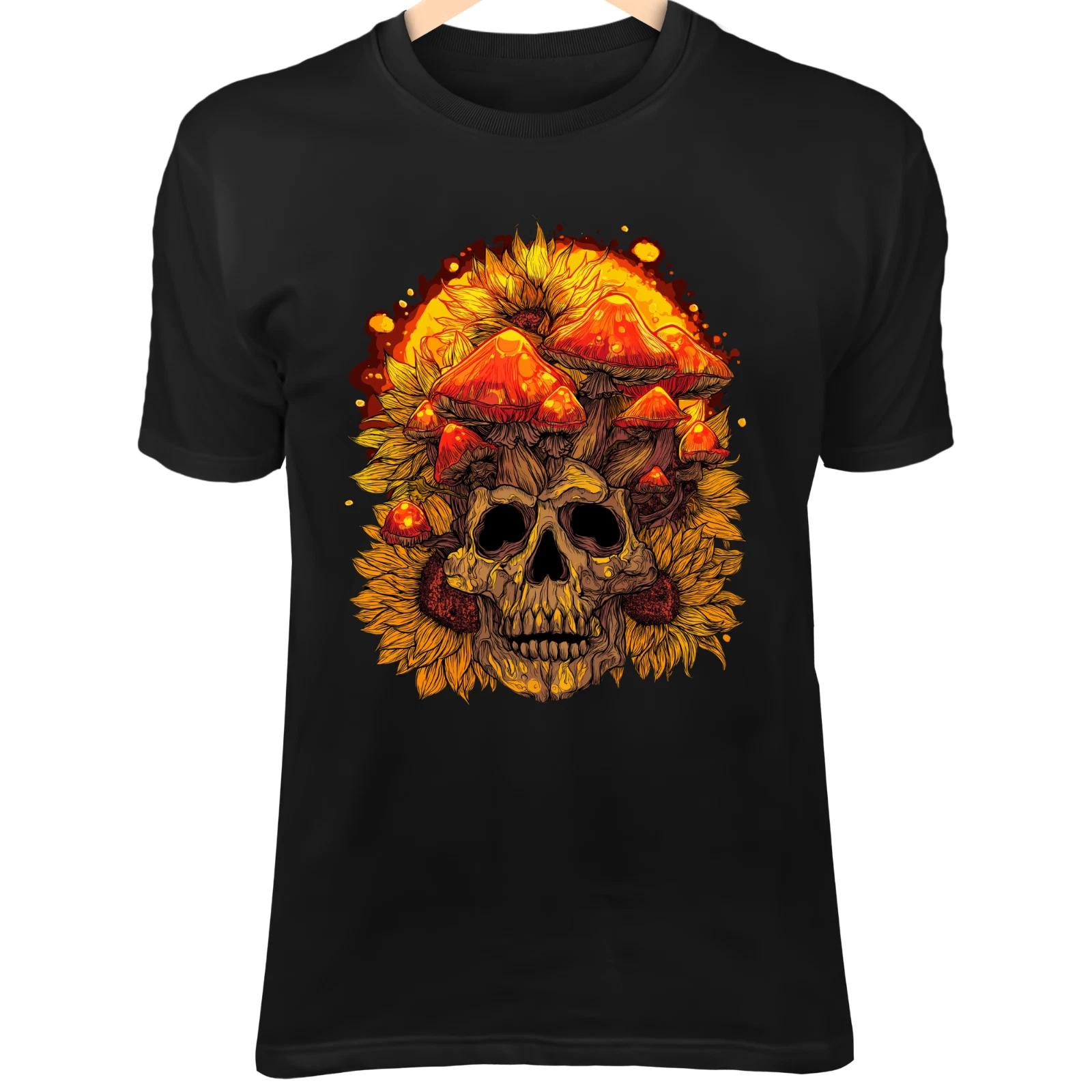 Декоративный Череп, увенчанный Светящимися Грибами - Летний Готический Фэнтези в Закатных Тонах XL