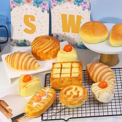 PU Soft Slow Rebound With Fragrance Simulation Bread Toast Egg Tart Toy Model Home Decoration Squeeze Food Stress Relief Toys