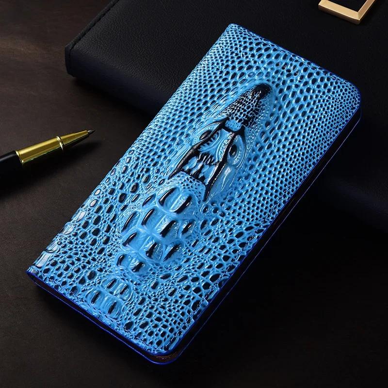 For XIAOMI Mi 15 Ultra 15Ultra 5G Flip Case 3D Crocodile Head Magnetic Cover Cowhide Genuine Leather Card Pocket Wallet Covers